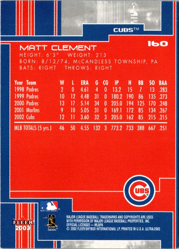 2003 Ultra Matt Clement