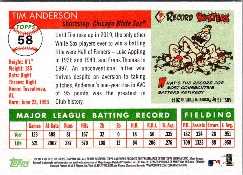 2020 Topps Archives Tim Anderson