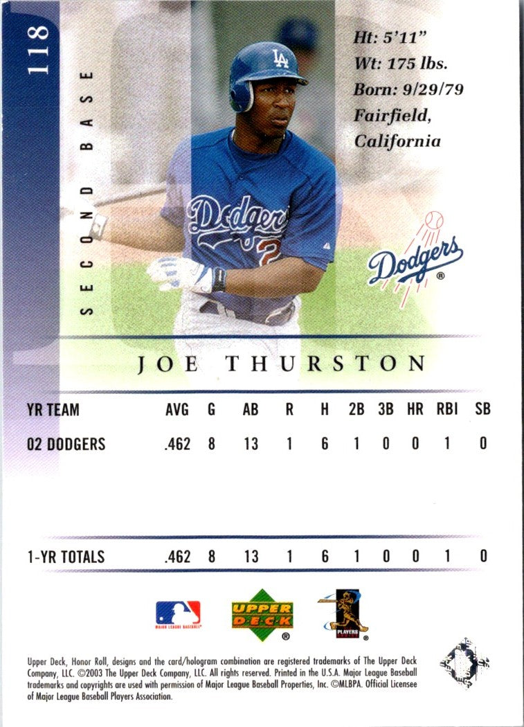 2003 Upper Deck Honor Roll Joe Thurston