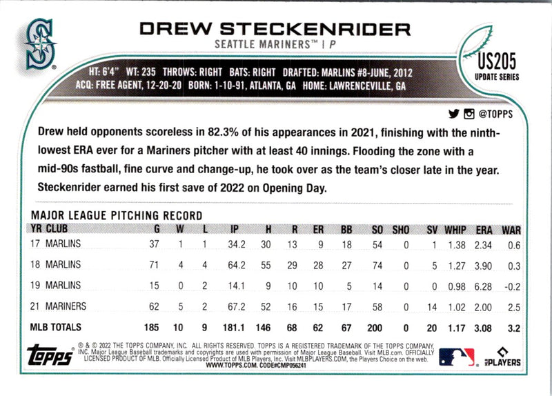 2022 Topps Update Drew Steckenrider