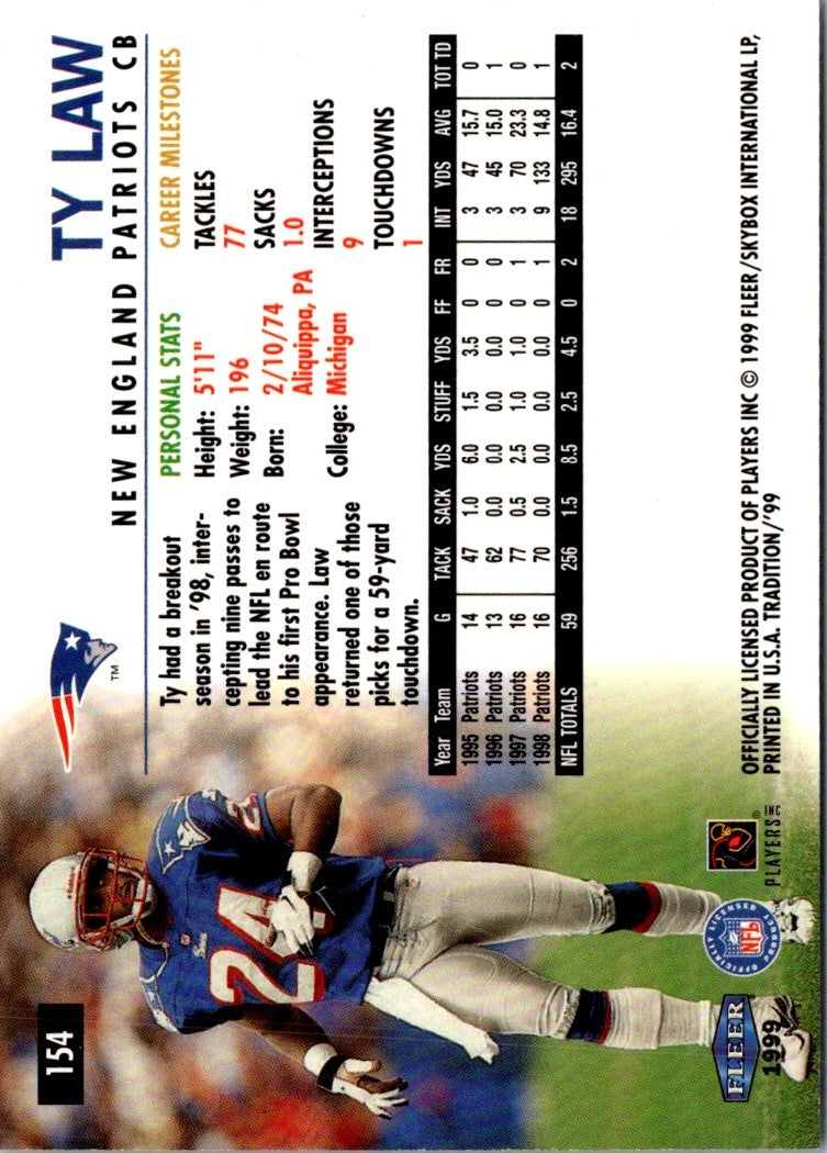 1999 Fleer Tradition Ty Law