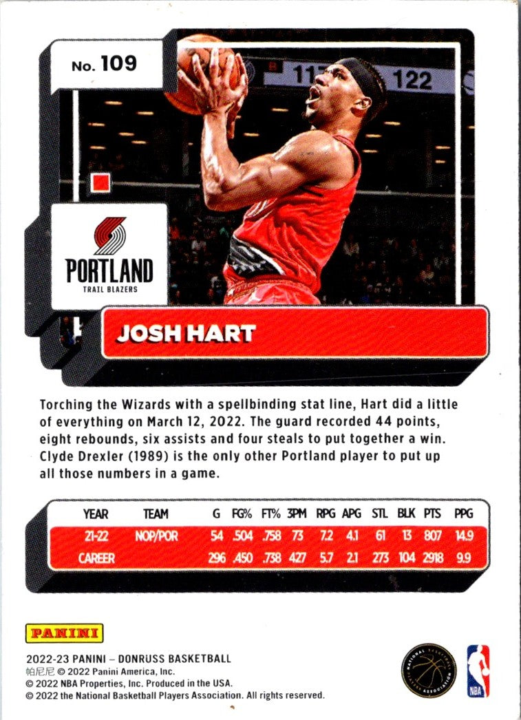 2022 Donruss Holo Laser Red/Gold Josh Hart