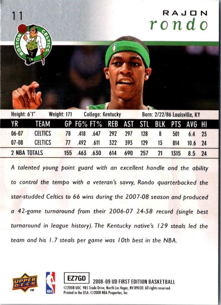 2008 Upper Deck First Edition Rajon Rondo