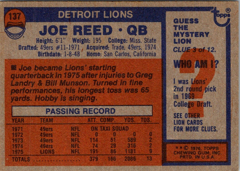 1976 Topps Joe Reed