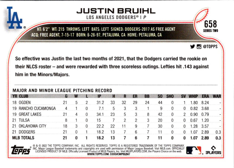 2022 Topps Justin Bruihl