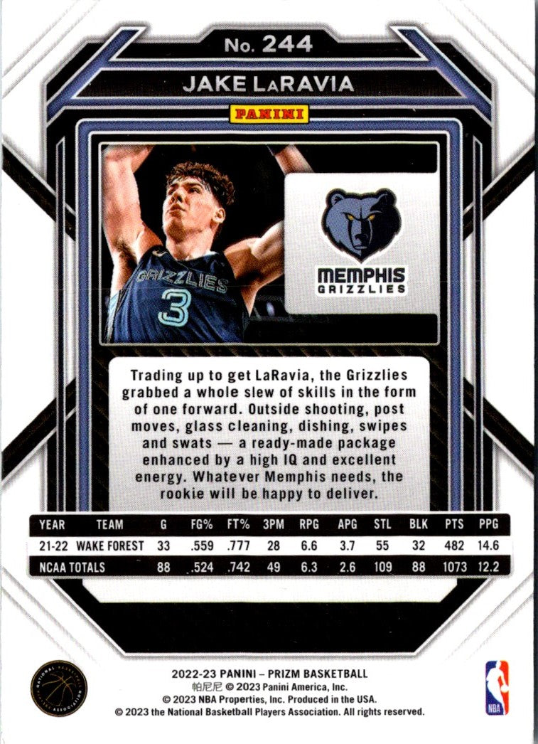 2022 Panini Prizm Blue Jake LaRavia