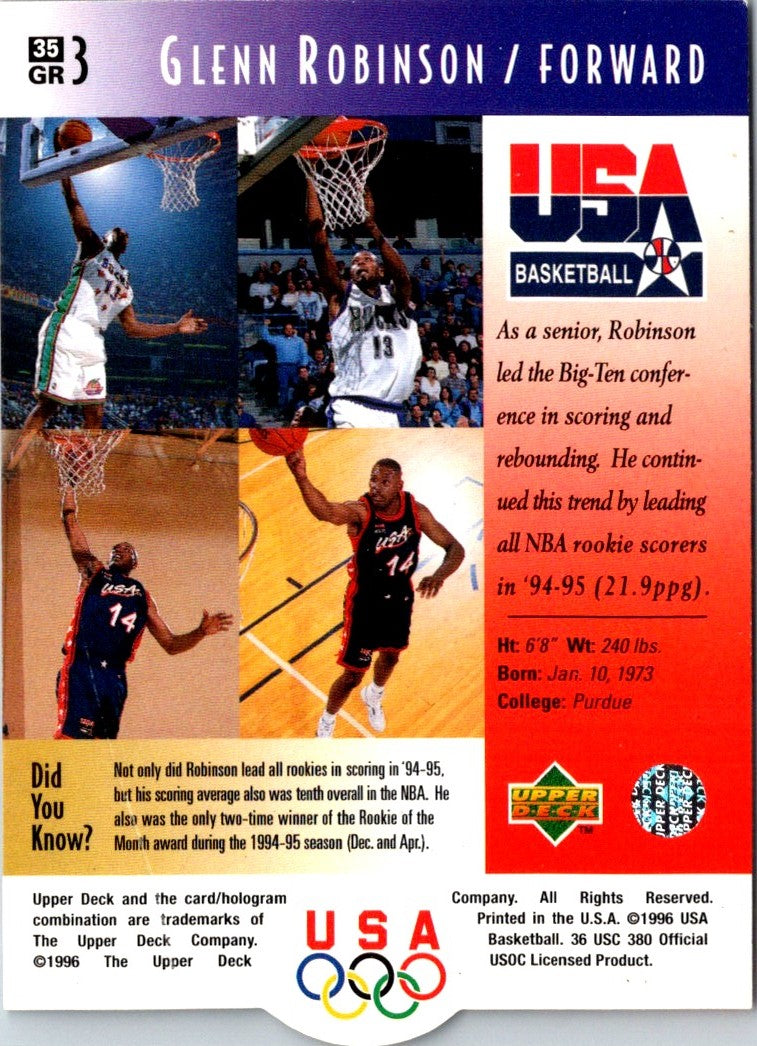 1996 Upper Deck USA Glenn Robinson