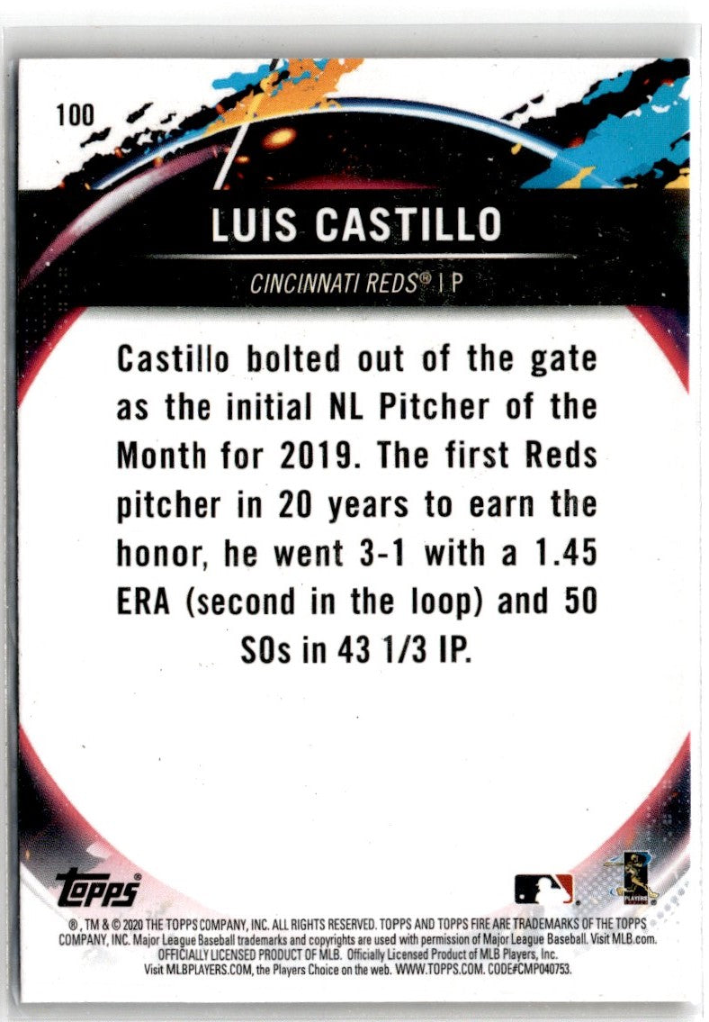 2020 Topps Fire Gold Minted Luis Castillo