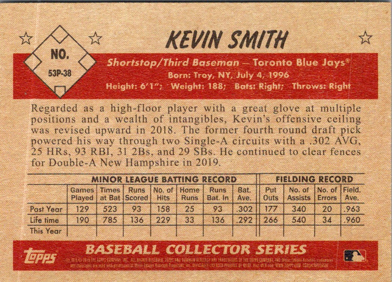 2019 Bowman Heritage Prospects Kevin Smith