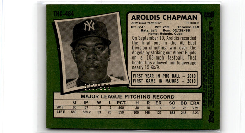 2020 Topps Heritage Spring Mega Box Chrome Exclusives Aroldis Chapman