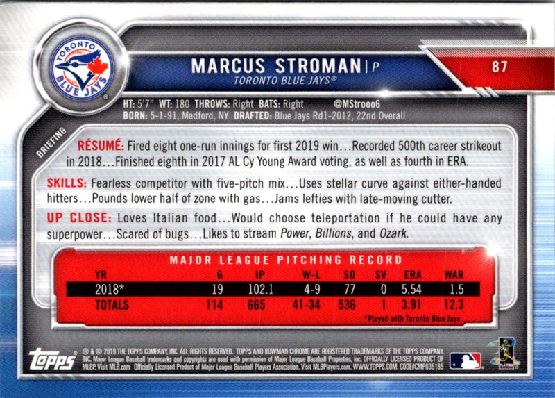 2019 Bowman Chrome Marcus Stroman