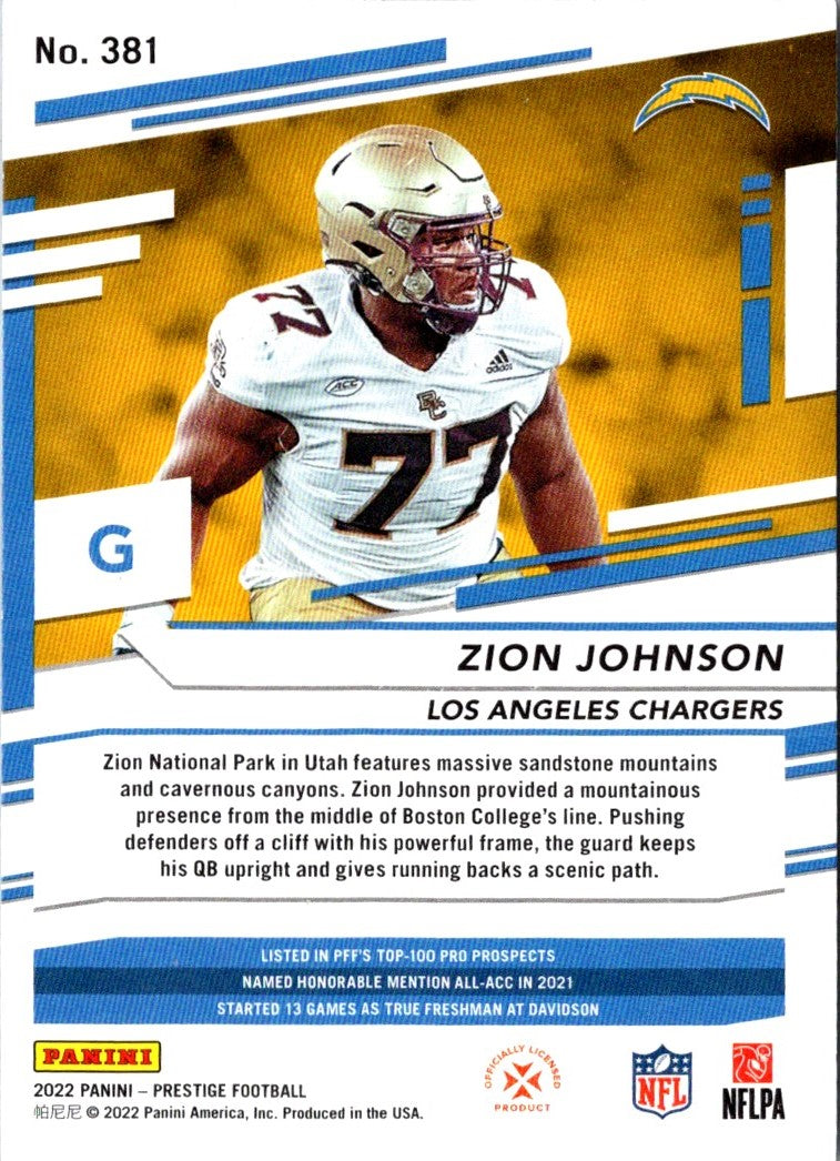 2022 Panini Prestige Zion Johnson