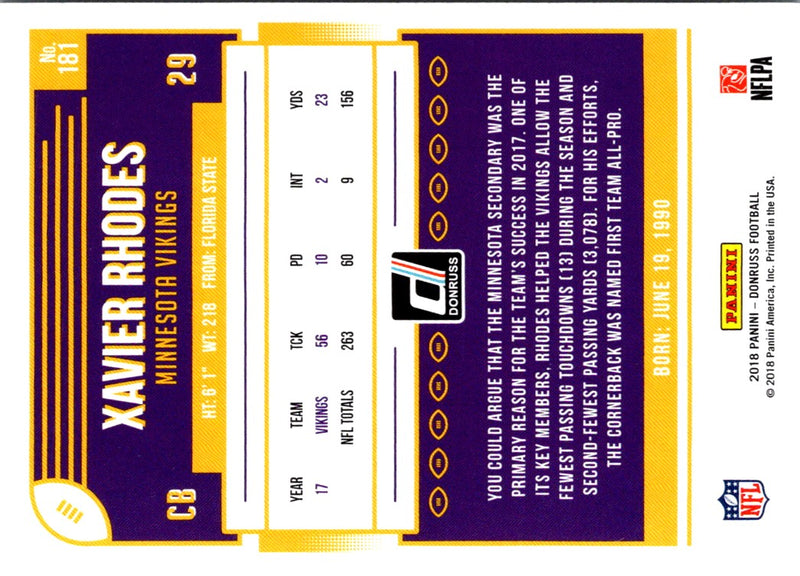 2018 Donruss Xavier Rhodes