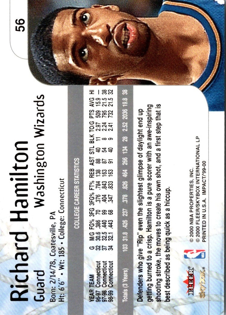 2000 Fleer Game Time Richard Hamilton
