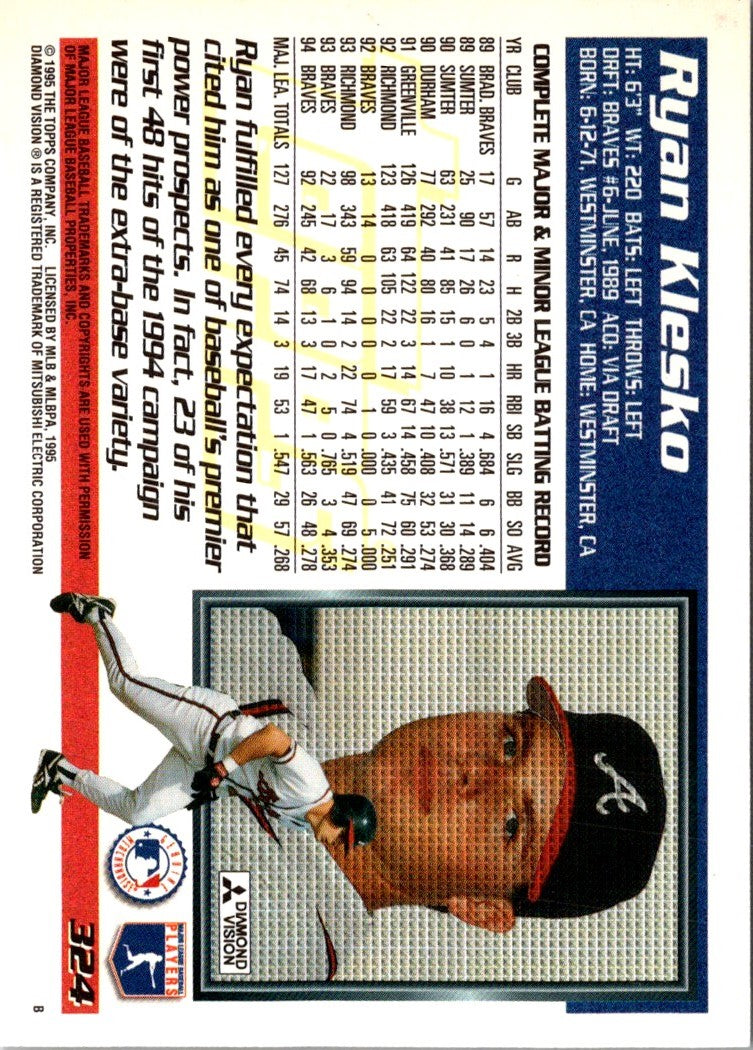 1995 Topps CyberStats Season in Review Ryan Klesko