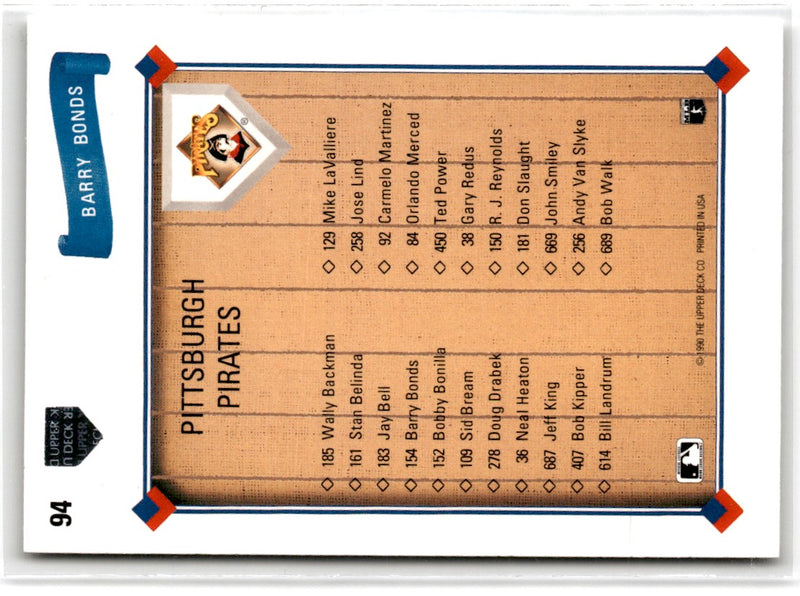 1991 Upper Deck Barry Bonds