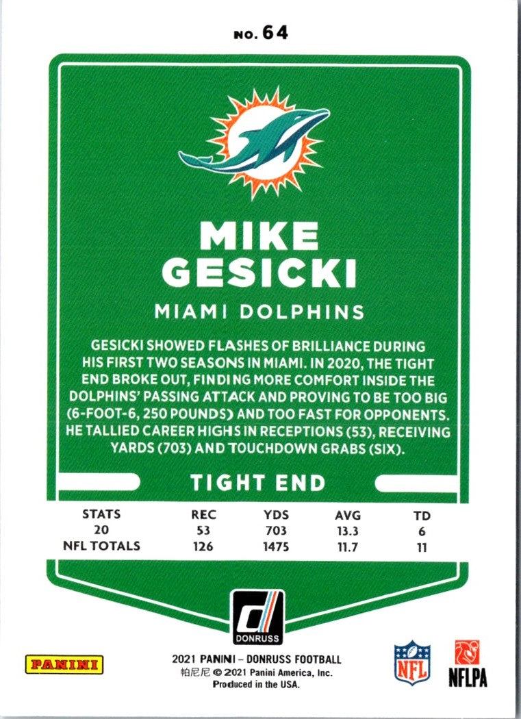 2021 Donruss Mike Gesicki