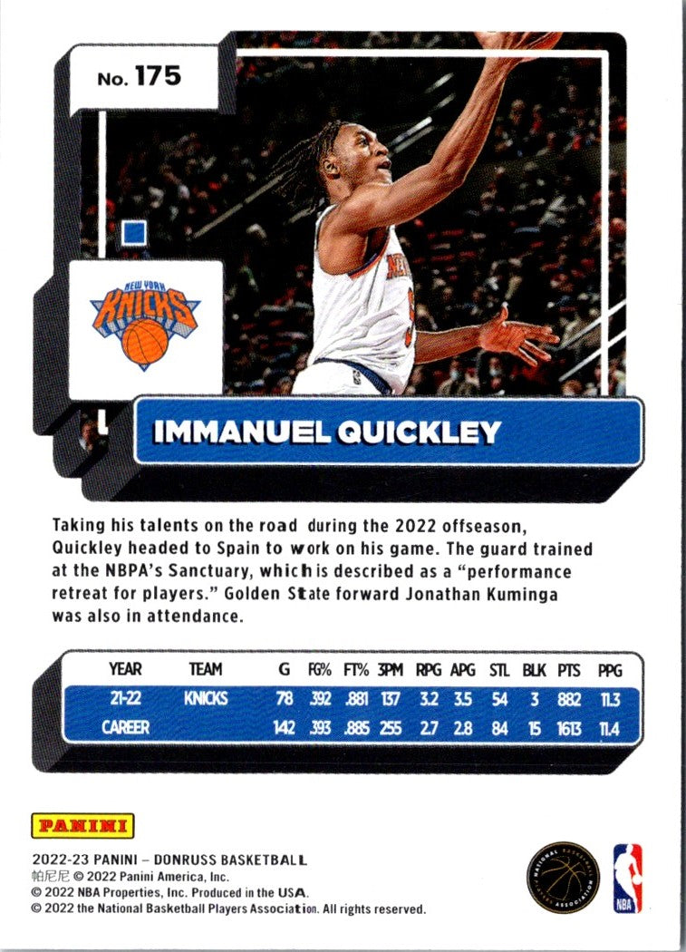 2022 Donruss Immanuel Quickley