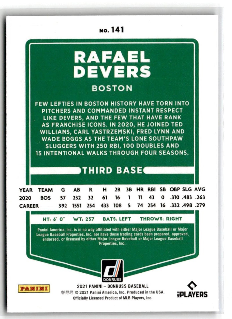 2021 Donruss Holo Blue Rafael Devers