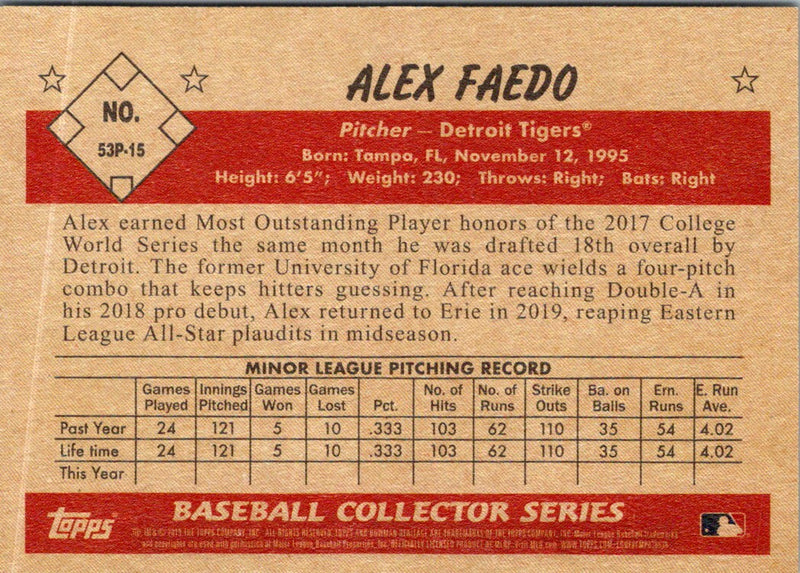 2019 Bowman Heritage Prospects Alex Faedo