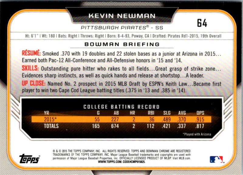 2015 Bowman Draft Picks & Prospects Kevin Newman