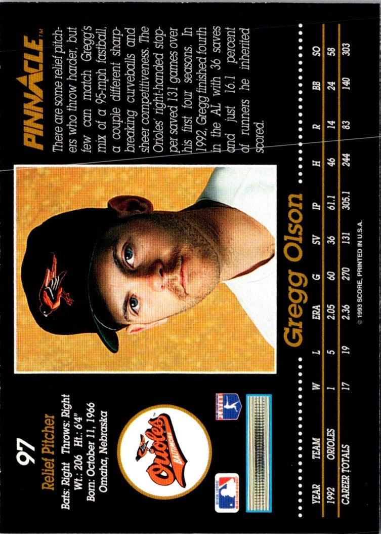 1993 Pinnacle Gregg Olson