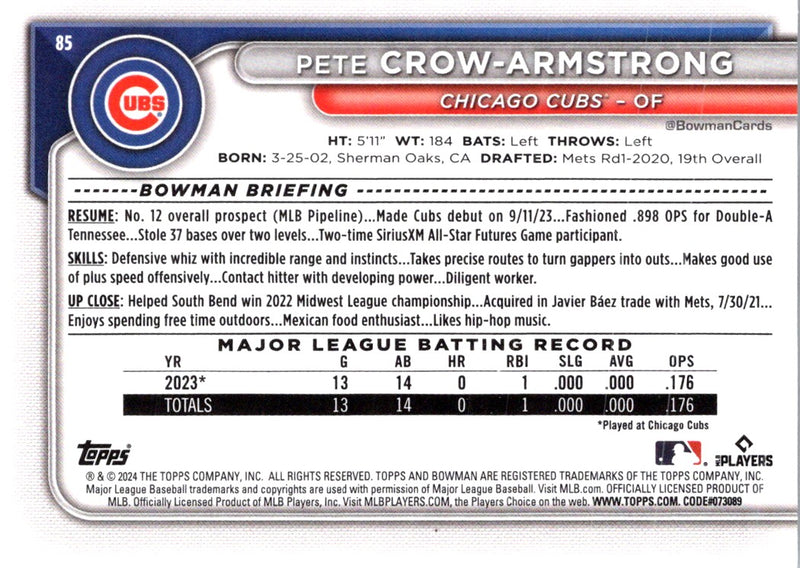 2024 Bowman Pete Crow-Armstrong