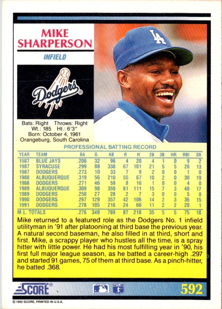 1992 Score Mike Sharperson