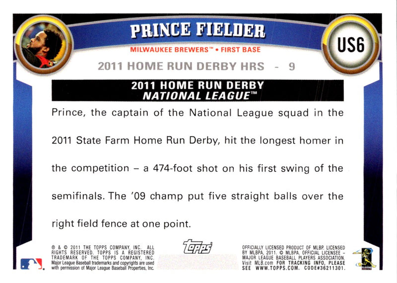 2011 Topps Update Prince Fielder