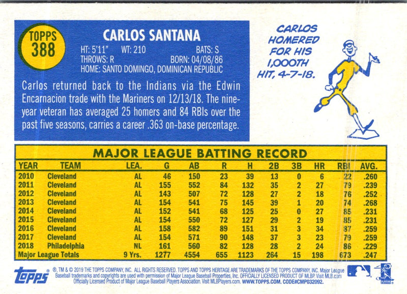 2019 Topps Heritage Carlos Santana