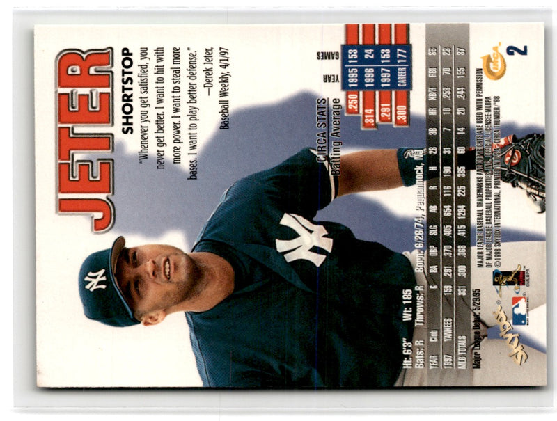 1998 Circa Thunder Derek Jeter