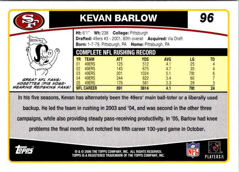 2006 Topps Kevan Barlow