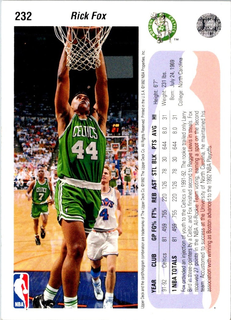 1992 Upper Deck Rick Fox