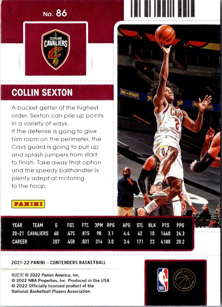 2021 Panini Contenders Ticket Collin Sexton