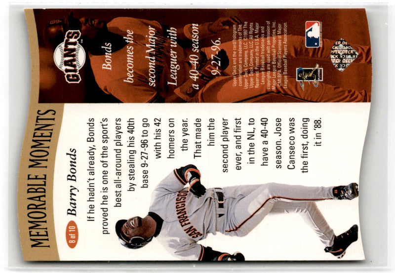 1997 Collector's Choice Memorable Moments Barry Bonds
