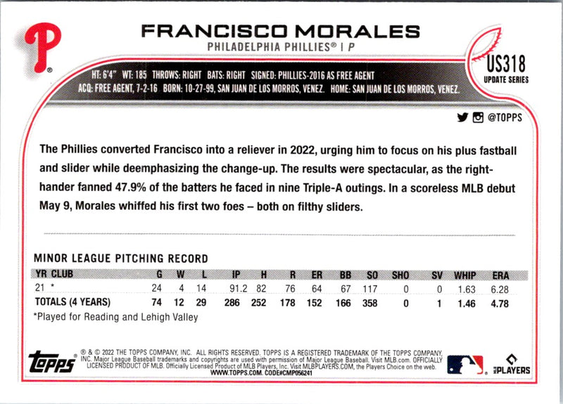 2022 Topps Update Francisco Morales