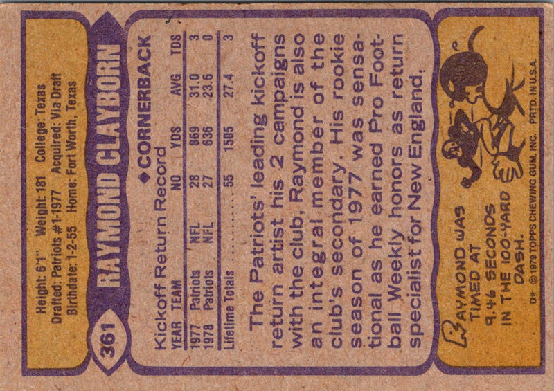 1979 Topps Raymond Clayborn