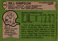 1978 Topps Bill Simpson #209