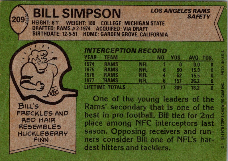 1978 Topps Bill Simpson