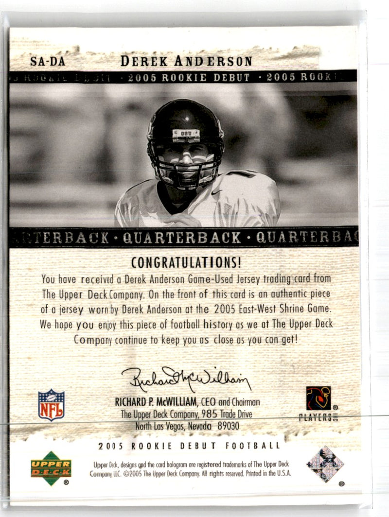 2005 Upper Deck Rookie Debut Saturday Swatches Derek Anderson