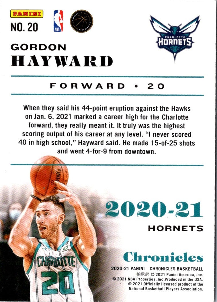 2020 Panini Chronicles Gordon Hayward