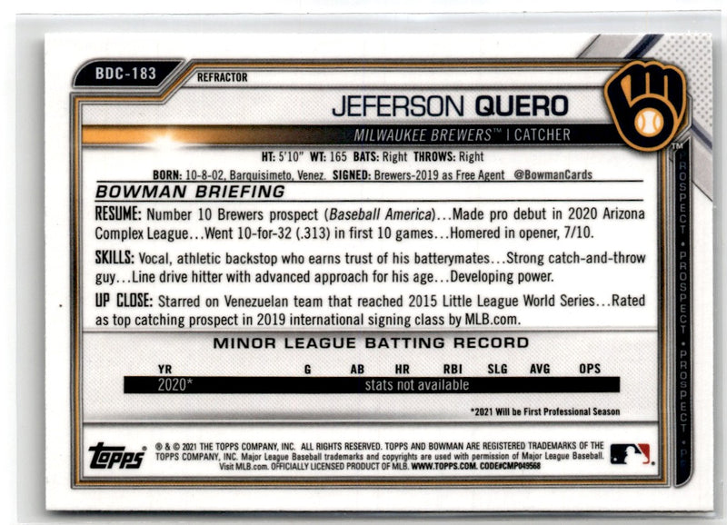 2021 Bowman Draft Chrome Jeferson Quero