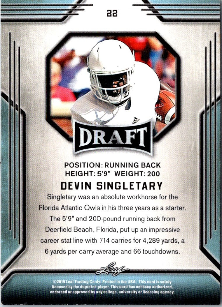 2019 Leaf Draft Gold Devin Singletary