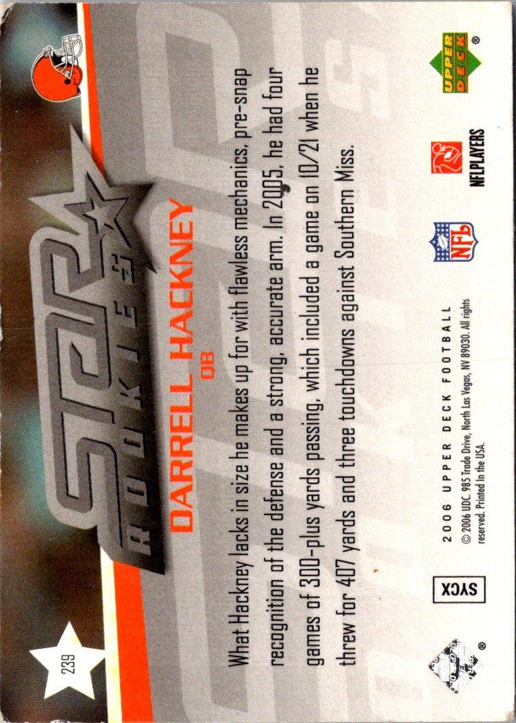 2006 Upper Deck Star Rookies Rookie Exclusive Edition Darrell Hackney