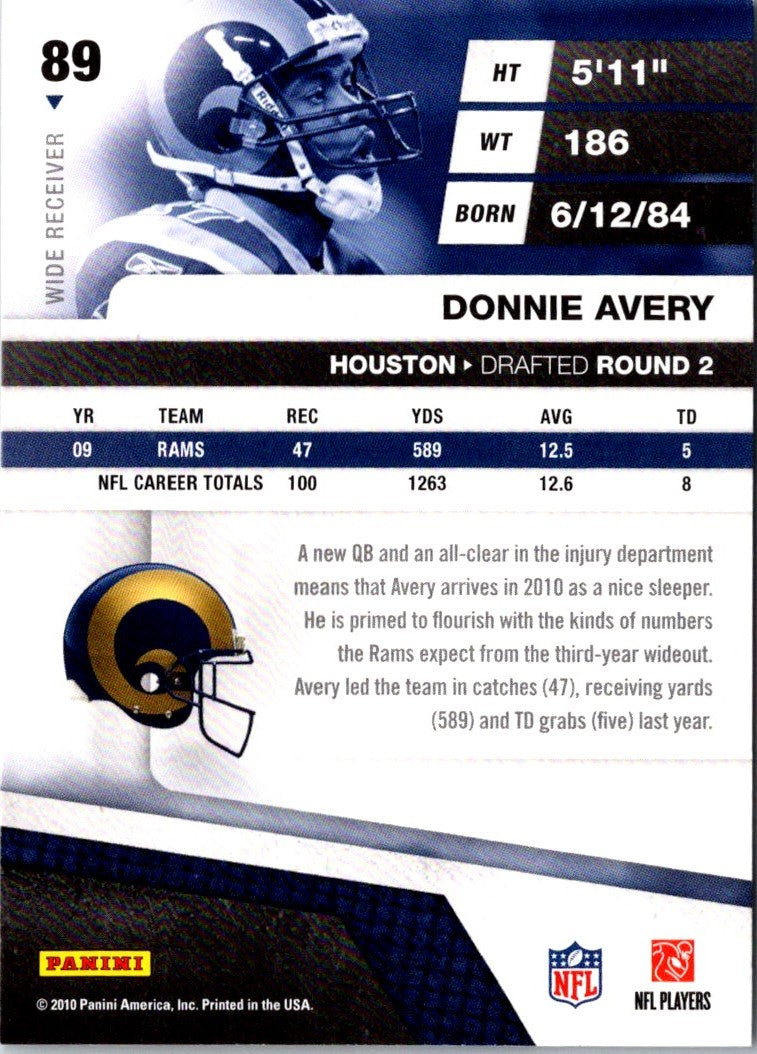 2010 Panini Absolute Memorabilia Donnie Avery