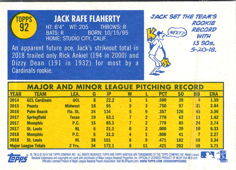 2019 Topps Heritage Jack Flaherty