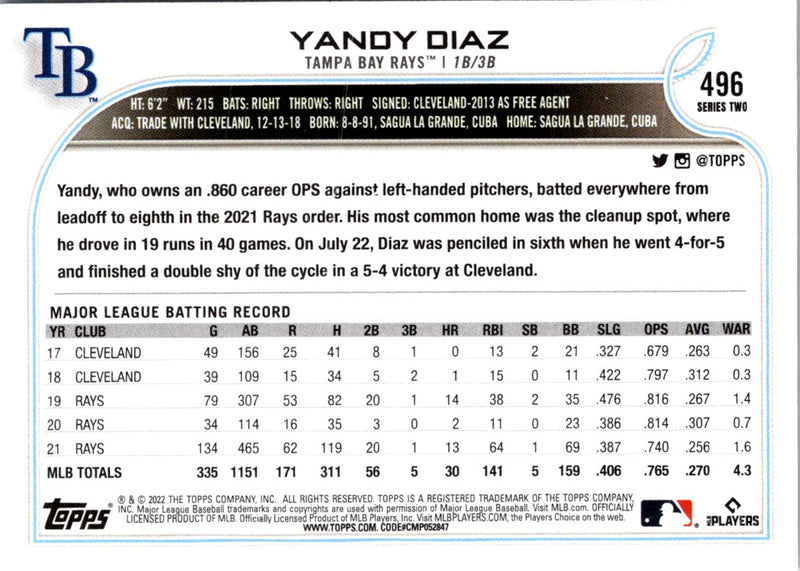 2022 Topps Yandy Diaz