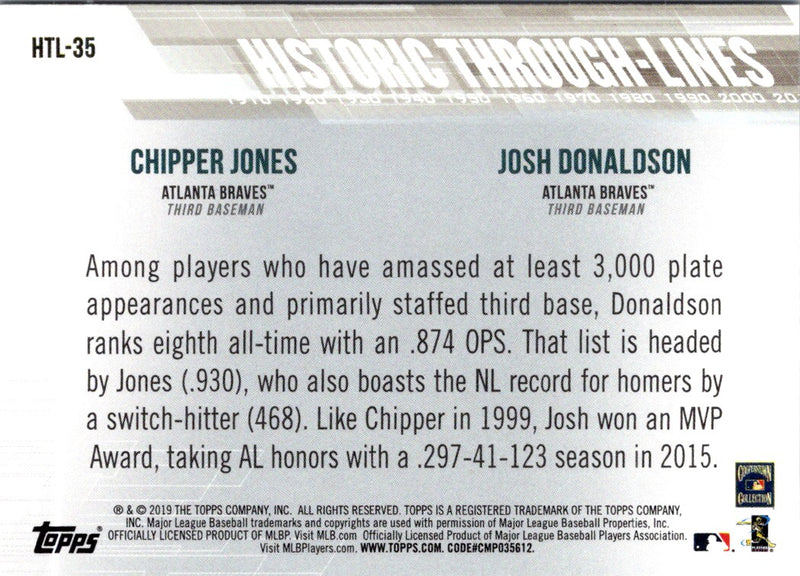 2019 Topps Historic Through-Lines Josh Donaldson/Chipper Jones