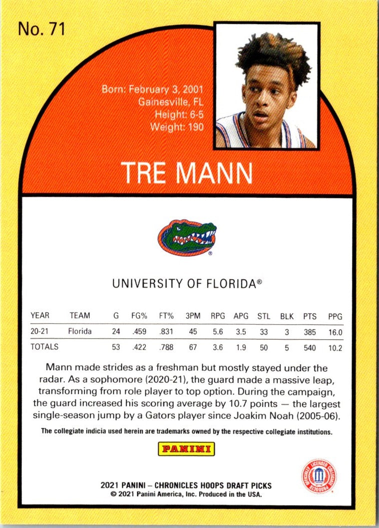 2021 Panini Chronicles Draft Picks Tre Mann