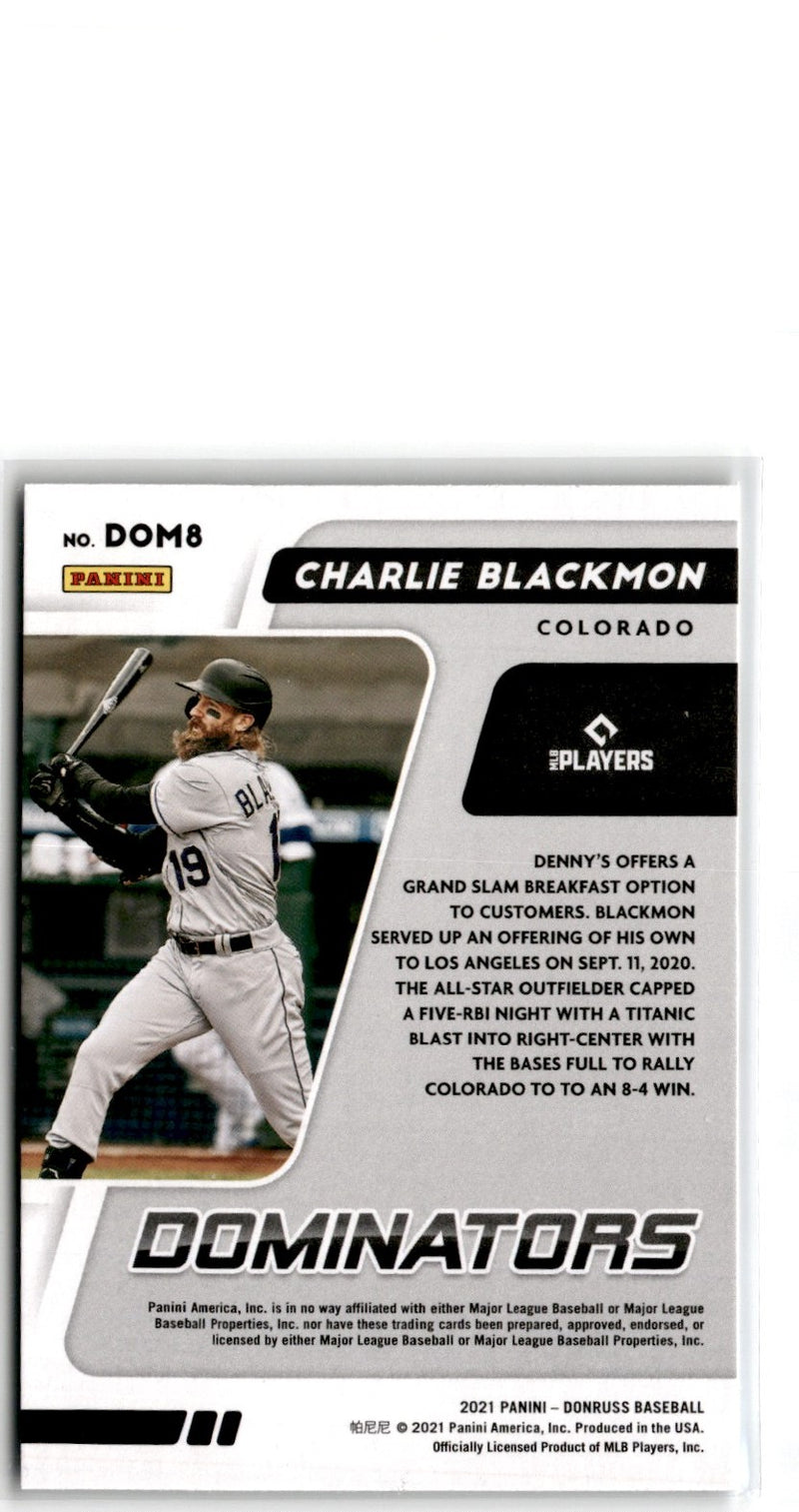 2021 Donruss Dominators Charlie Blackmon